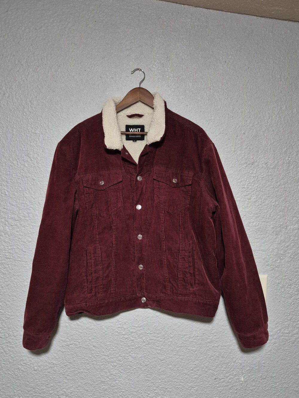 Men's Burgundy Sherpa-Lined Corduroy Jacket